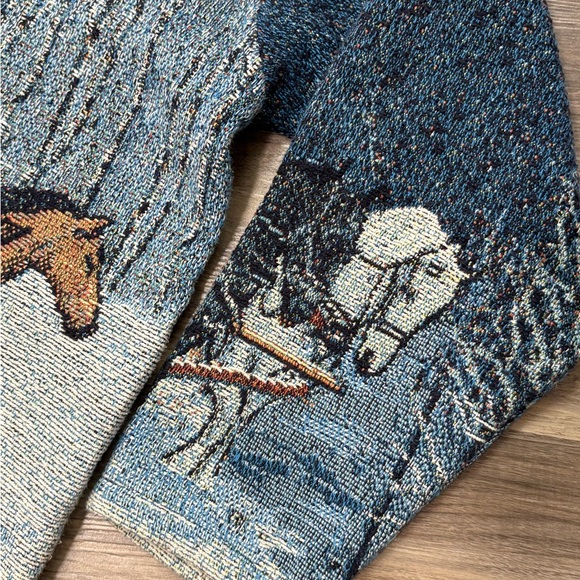 Vintage SUGAR  STREET Weavers Jacket Women’s Large Winter Snow Tapestry Blue. - Picture 6 of 13